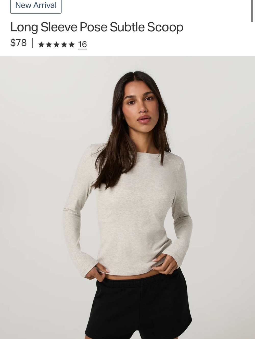 Vuori long sleeve pose subtle scoop top in gray heather